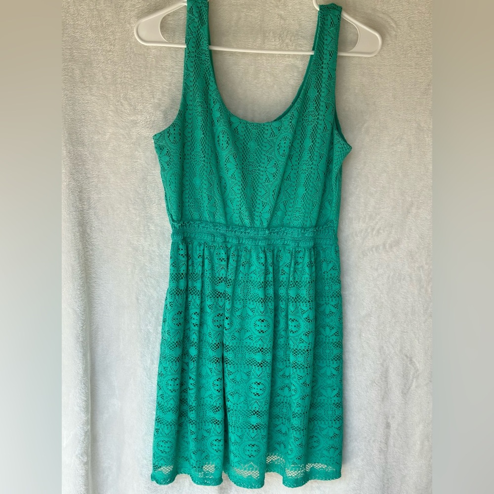 Love Reign Green Lace Fit Flare Dress Sleeveless Size M